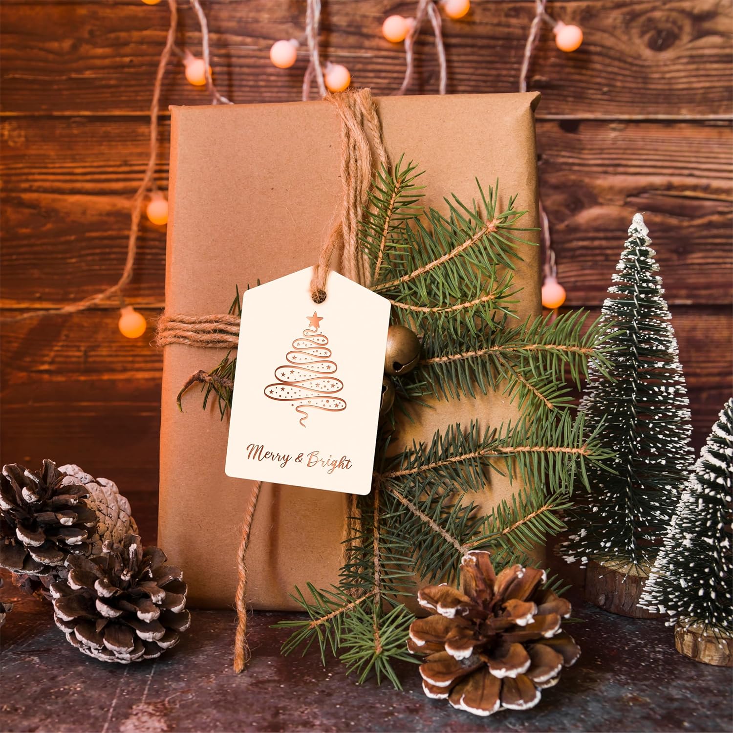 100 PCS Christmas Gift Tags, Gold Foil Design Gift Wrap Tags with 33 Feet Rope, Xmas Holiday Name Tag Labels for DIY Arts Crafts Packaging, Xmas Presents, Winter Party Decoration - Image 5