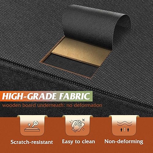 Miniatura 6 de WLIVE - Mesita de noche con 2 cajones de tela, pequeña, mesa auxiliar para habitación, clóset, pasillo de entrada, color negro y café rústico