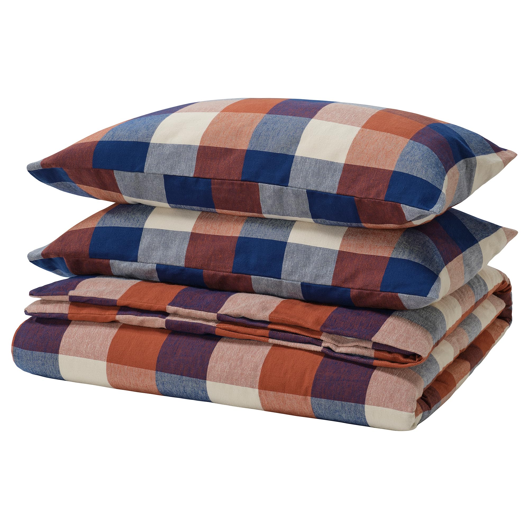 Housse de couette BLÅSENAP carreau multicolore 240x220 cm avec ses deux taies d'oreiller