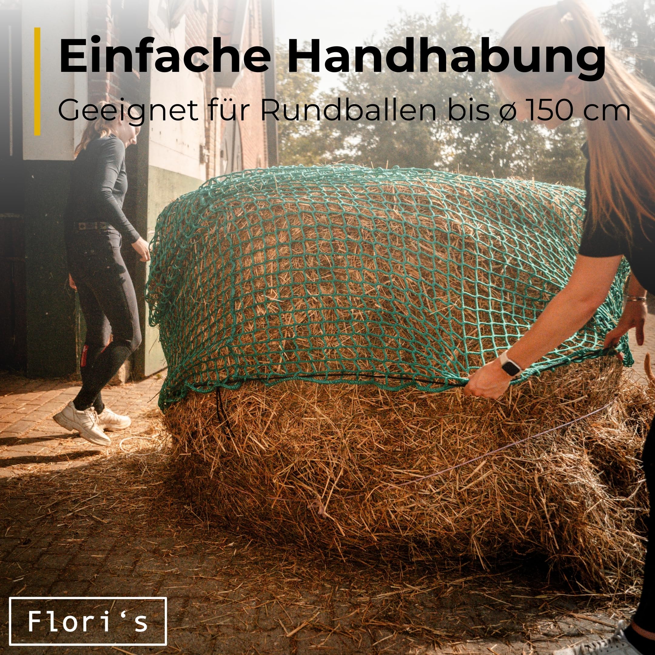 Flori's Heunetz Rundballen ø 150 cm Höhe 150 cm Maschenweite 4,5 x 4,5 cm für Pferde