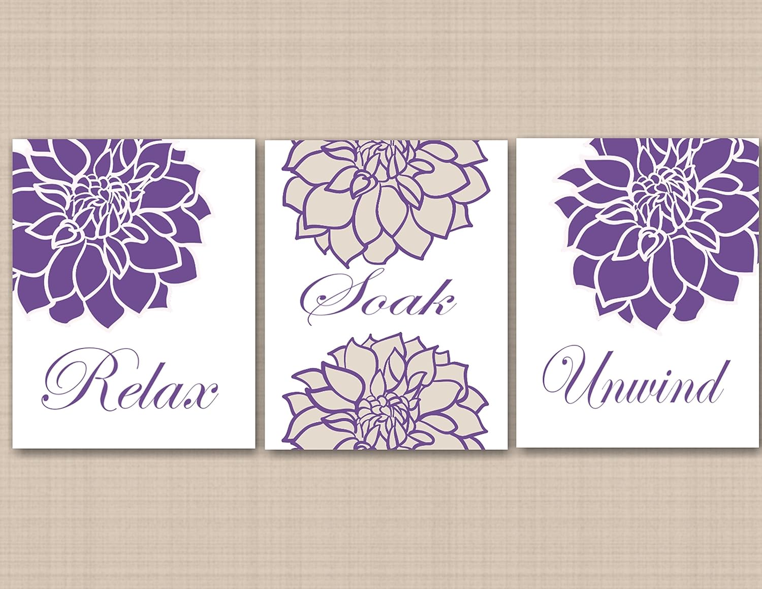 Purple Floral Bathroom Wall Art,Lavender Bathroom Wall Art