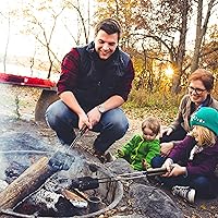 Vista 3 de ROME Square Cast Iron Pie Iron Sandwich Cooker For Campfire Fire Pit and BBQ Use, Original Iconic Design, 28" Long With Steel Rods and Wood Handles