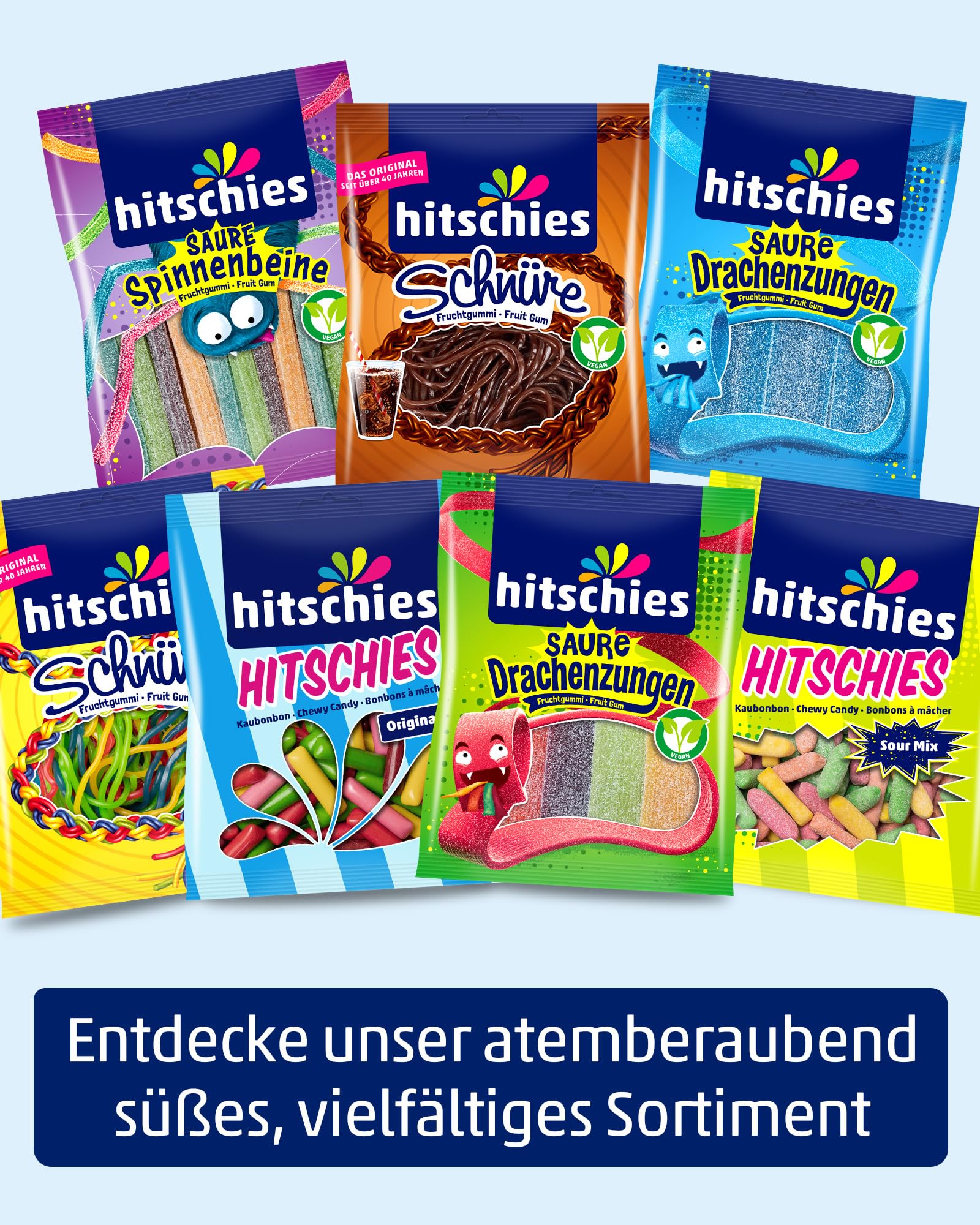 hitschies Saure Drachenzungen Wassereis - Fruchtig-saures Wassereis - Erdbeere, Apfel, Pfirsich & Kirsche - Vegan - 24 x 400ml