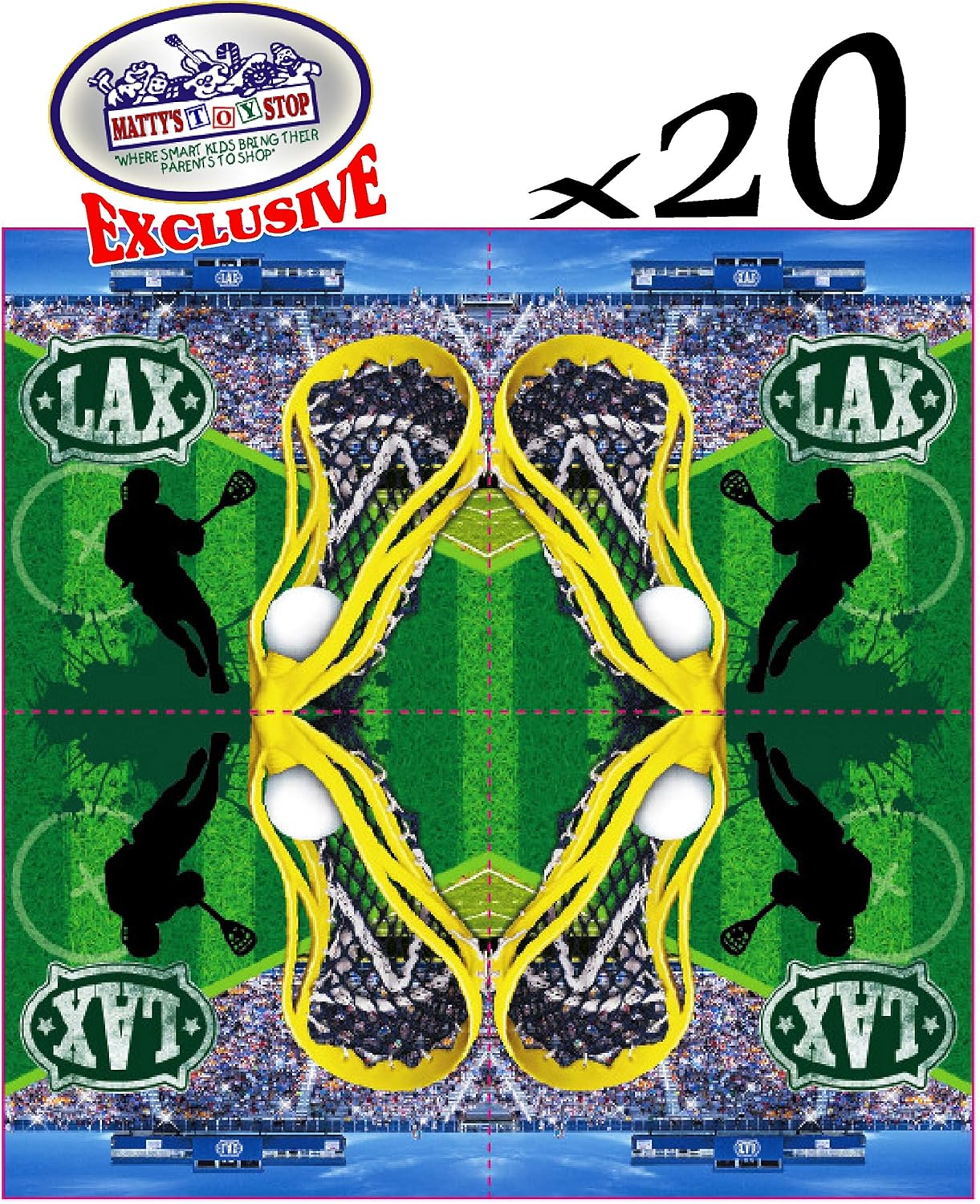 Deluxe Lacrosse (LAX) Theme Party Supplies Set for 20 People, Includes 20 Large Plates, 20 Small Plates, 20 Napkins, 20 Cups & 2 Table Covers - Perfect for Gameday or Birthday (82 Pieces Total)