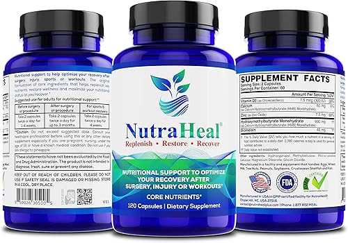 Miniatura 2 de Suplemento dietético - con vitamina D3, calcio HMB, zinc y bromelina - Apoya la recuperación poscirugía, entrenamiento, deportes y lesiones por