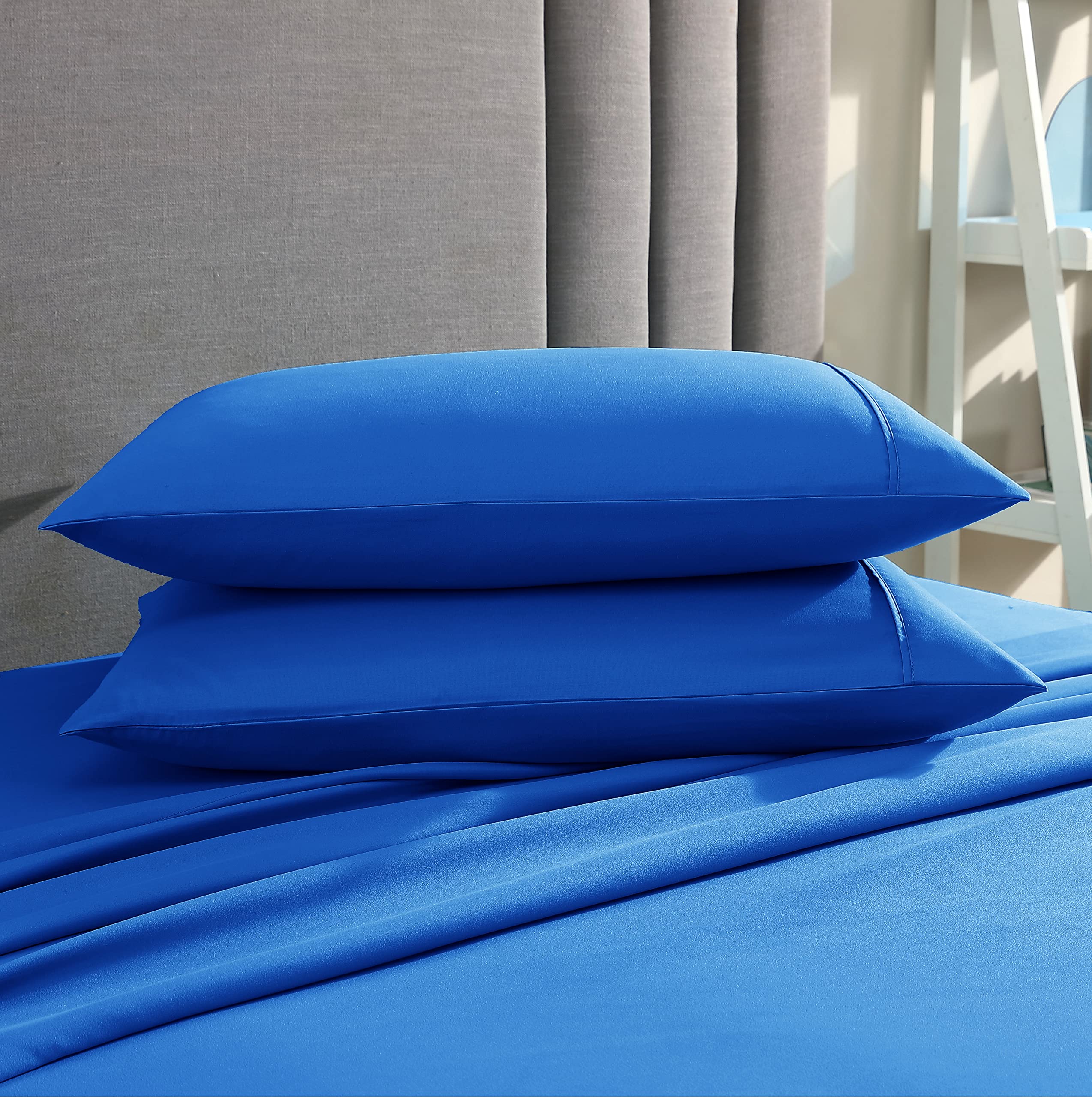 American Home CollectionPillow Case Set of 2 Double Brushed Microfiber Soft & Easy Care Pillowcases (Snorkel Blue, Standard/Queen 20x30)