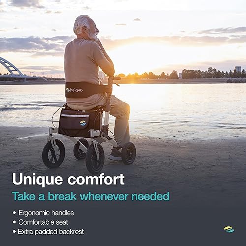 Miniatura 4 de Helavo Caminante todo terreno con neumáticos de goma sólida a prueba de pinchazos, ruedas de 12 pulgadas, plegable para personas mayores con