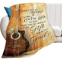 Christian Guitar Blanket Guitar Music Decor Throw Blanket Gifts for Girls Boys Guitar Lover Couch Bedding Super Warm Soft Plush Lightweight Fleece Flannel Blanket for Kids Adults Men Women 50"X40"