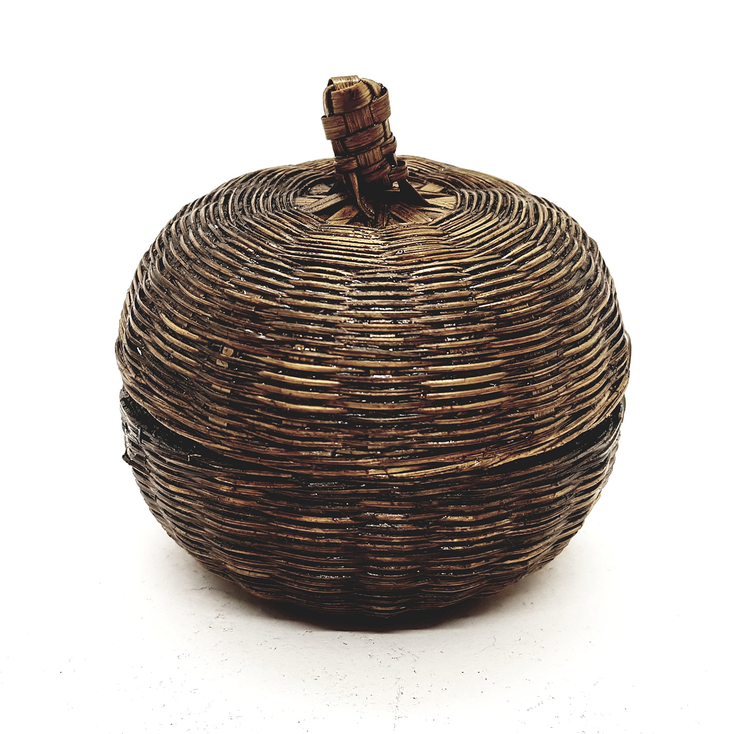 Witnystore Black Rattan Woven Baskets Hand Craft Weave Apple Shaped Wicker Basket Attractive Gift