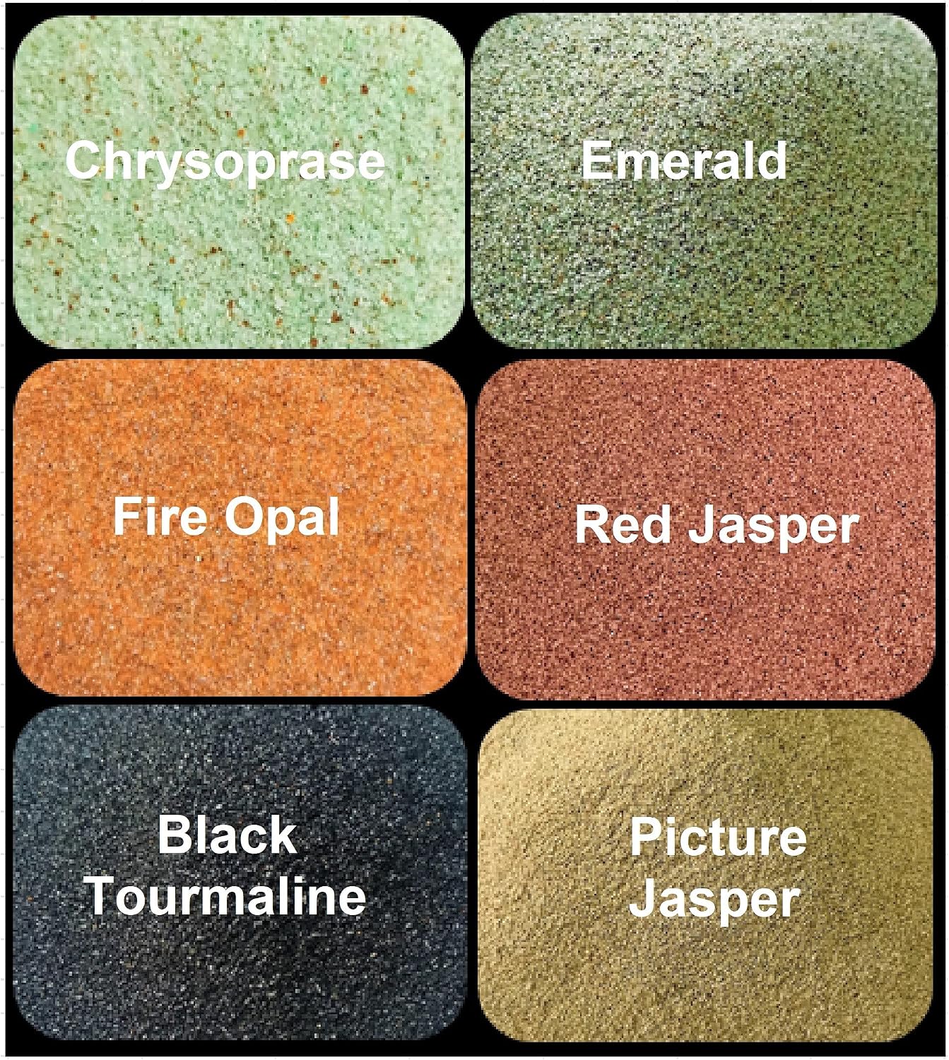 Natural Gemstone Fine Crushed Powder - Set of 6, Gemstone Dust Powder 150 Ct Each, Great for Candle Making, Resin Art, Jewelry Making, Wood Inlay