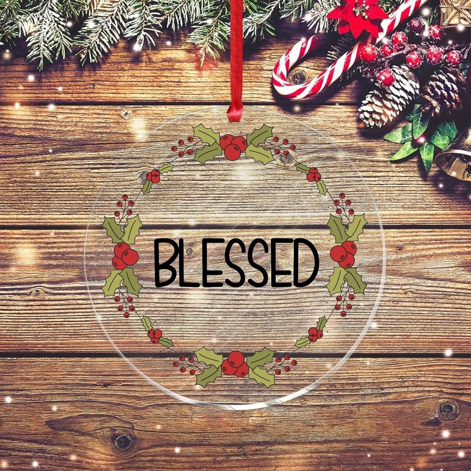 Christmas Wreath Bible Verse Blessed Acrylic Xmas Ornament