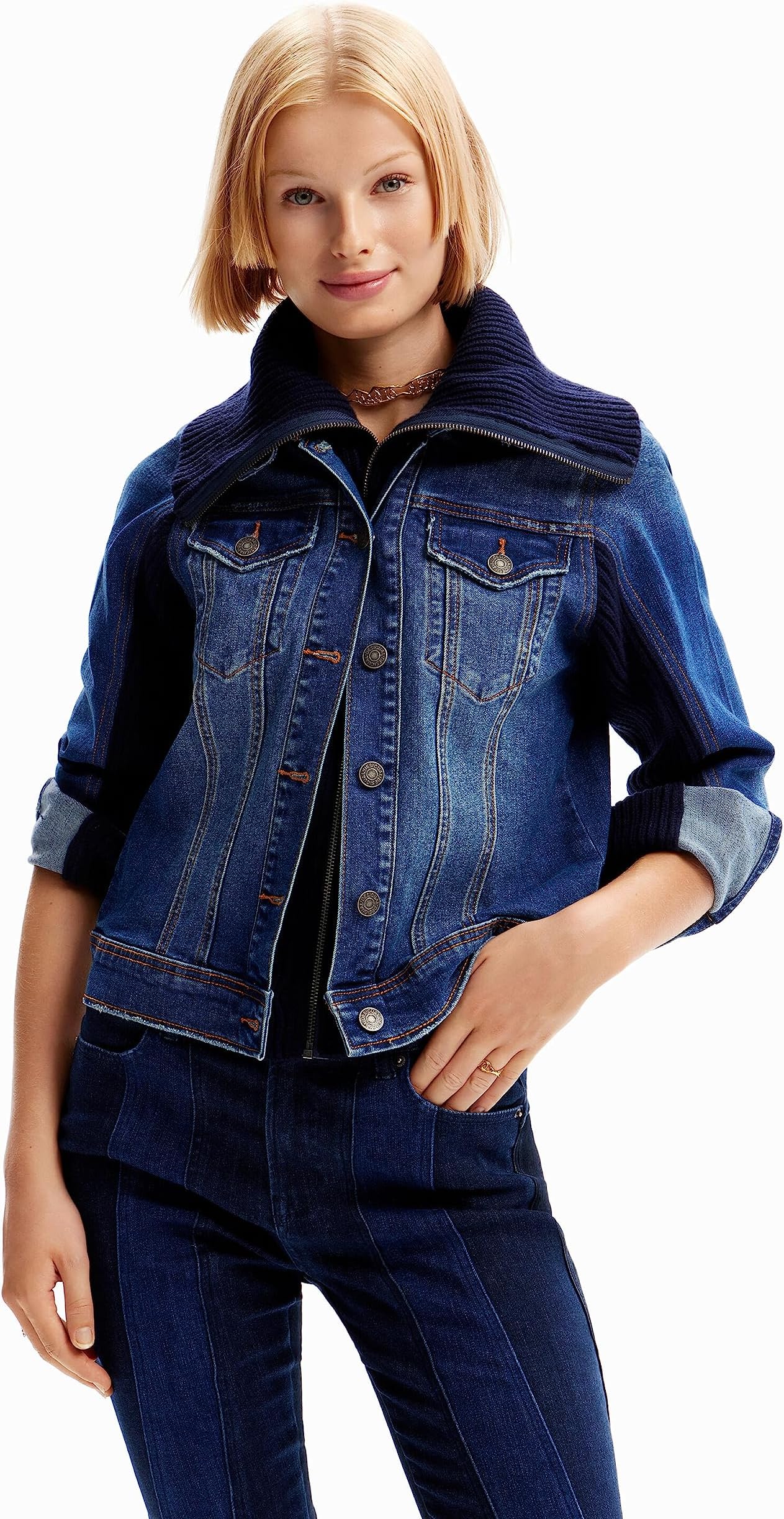 DesigualWomen's Jacket_condor Women's denim truck jacket