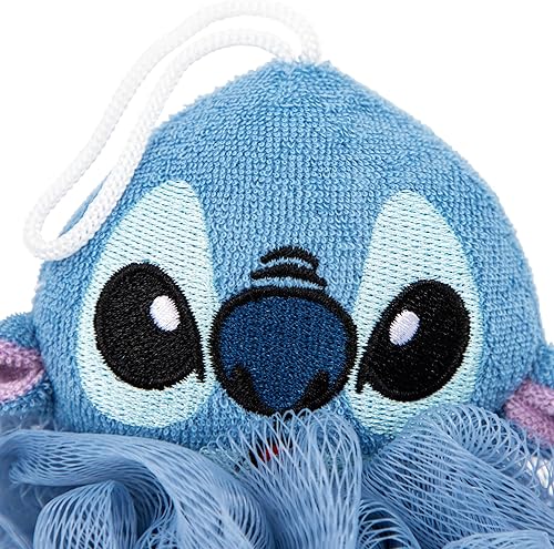 Miniatura 3 de Disney Lilo & Stitch - Juego de baño de 2 piezas, cortina de ducha floral blanca y azul y limpiador corporal de lufa