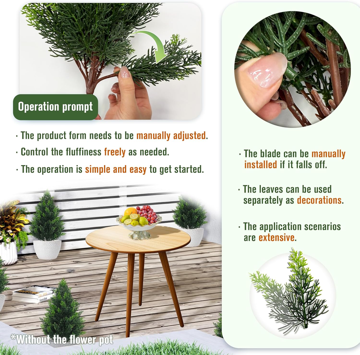 Artificial Cedar Topiary Plants: 20 Inch (6P) UV Resistant Faux Pine Stems Shrubs Plastic Greenery for Outdoor Indoor Home Decor, Garden, Front Porch, Office, Restaurant & Holiday Party