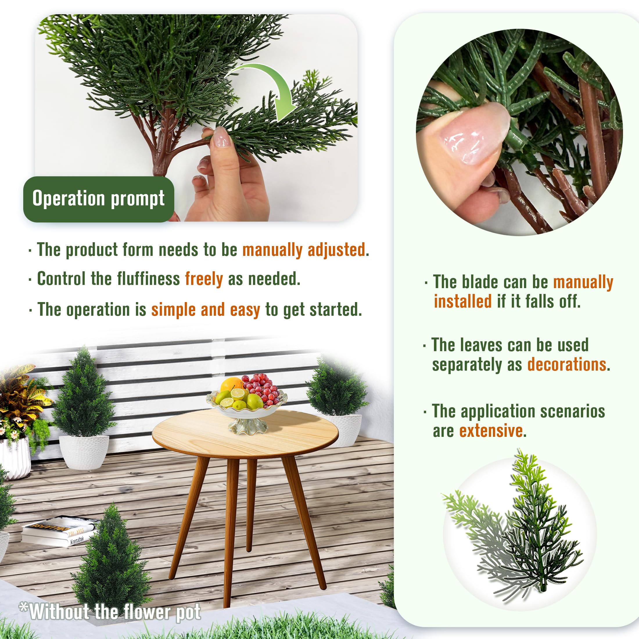 Piante topiaria di cedro artificiale: 50,8 cm (2P), resistente ai raggi UV, steli di pino finto arbusti in plastica verde per interni ed esterni, decorazione per la casa, giardino, veranda
