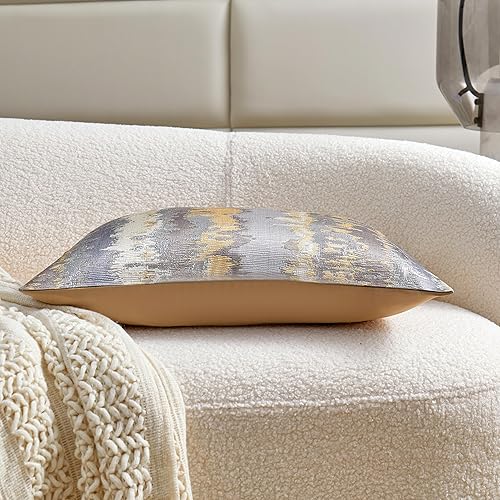 Miniatura 5 de THE-TINOART Fundas de almohada decorativas de color gris metálico de 12 x 20 pulgadas  12.0 x 20.0 in. Funda de almohada rectangular de lujo de