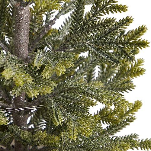 Miniatura 8 de Nearly Natural Árbol de Navidad artificial de pino de 26 pulgadas con 35 luces blancas cálidas en maceta de metal rústico