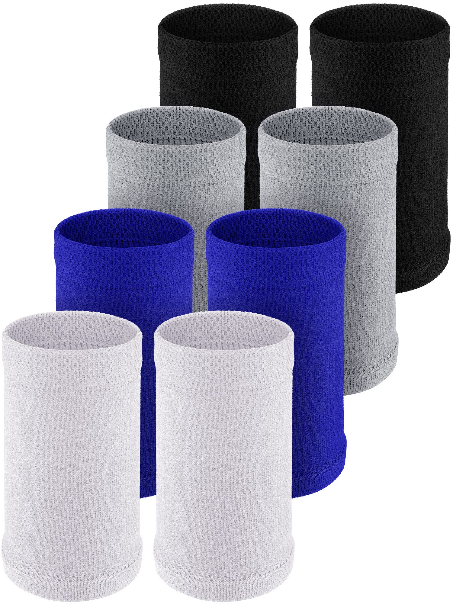 Newcotte 4 Pairs Compression Wrist Braces for Men and Women - Breathable Bands for Sports to Improve Circulation and Relieve Pain (Black, White, Gray,