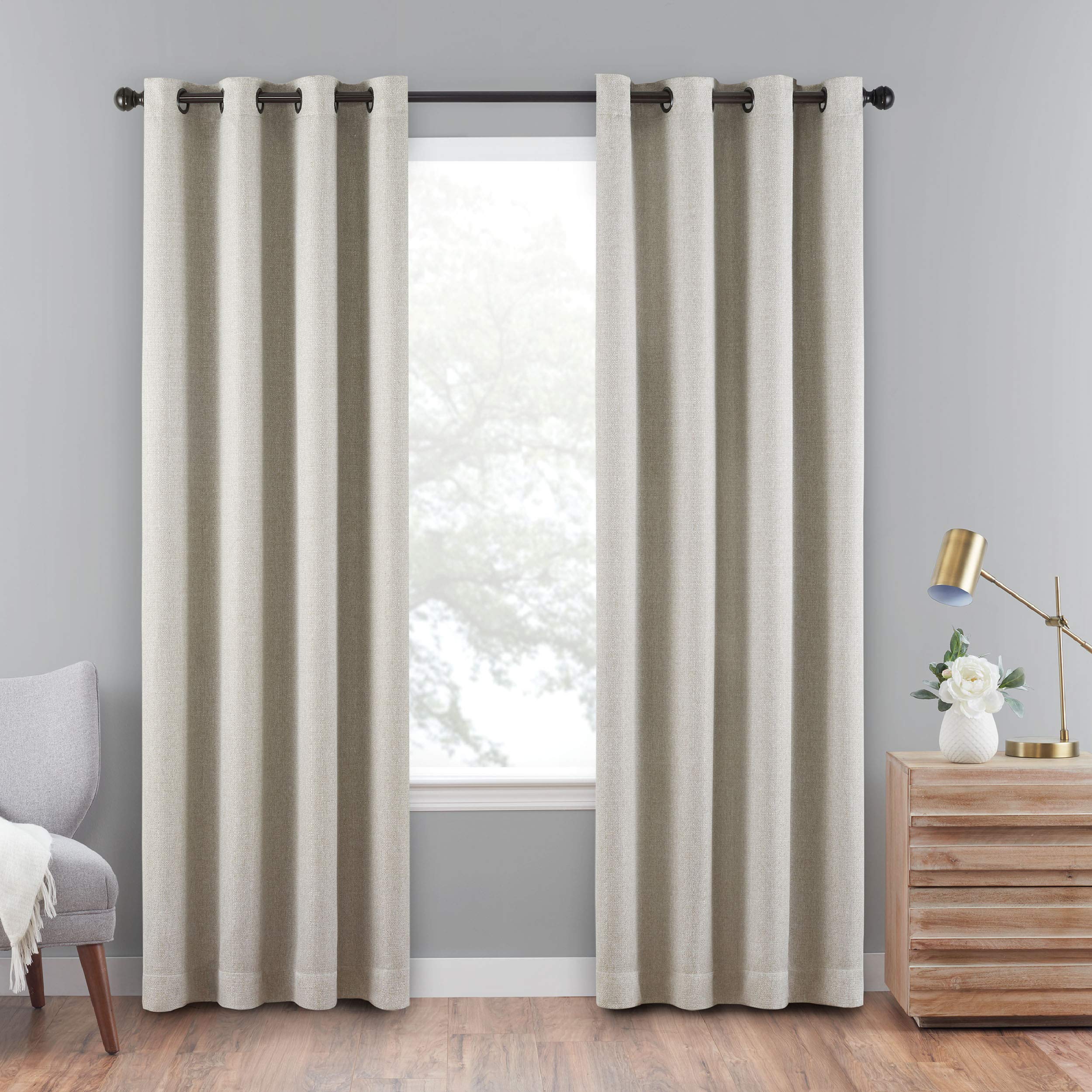 Rideaux à œillets haut de gamme Eclipse Cara aspect lin naturel 50x84cm