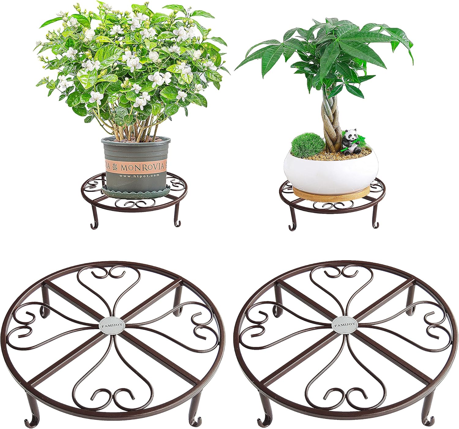 FAMIJOY 2 Pack 12 Inches Metal Plant Stand for Indoor and