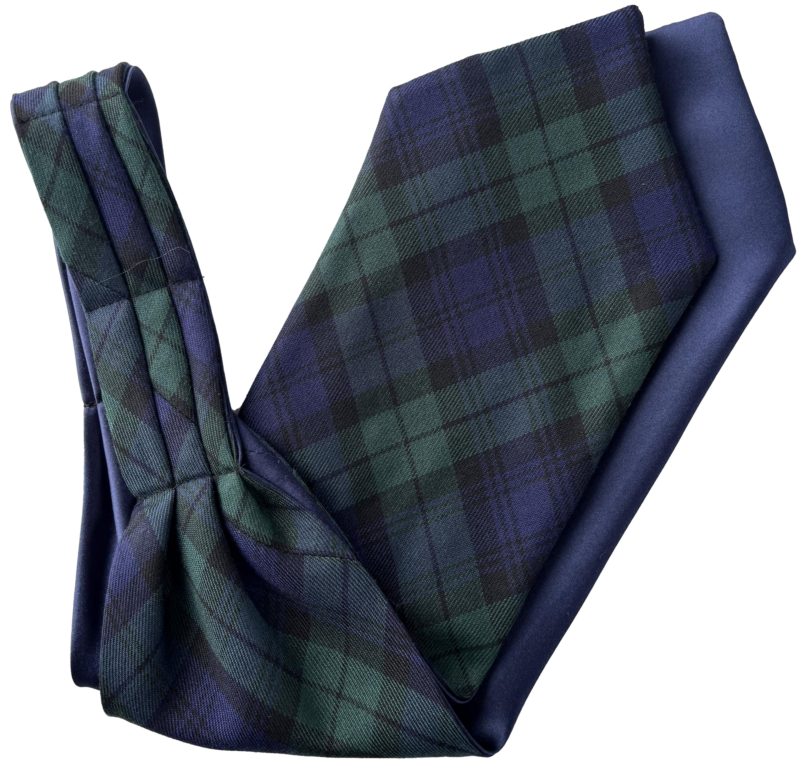 Great British Tie Club Men's Navy Blue, Green, Black Black Watch Universal Tartan Check Ascot Cravat