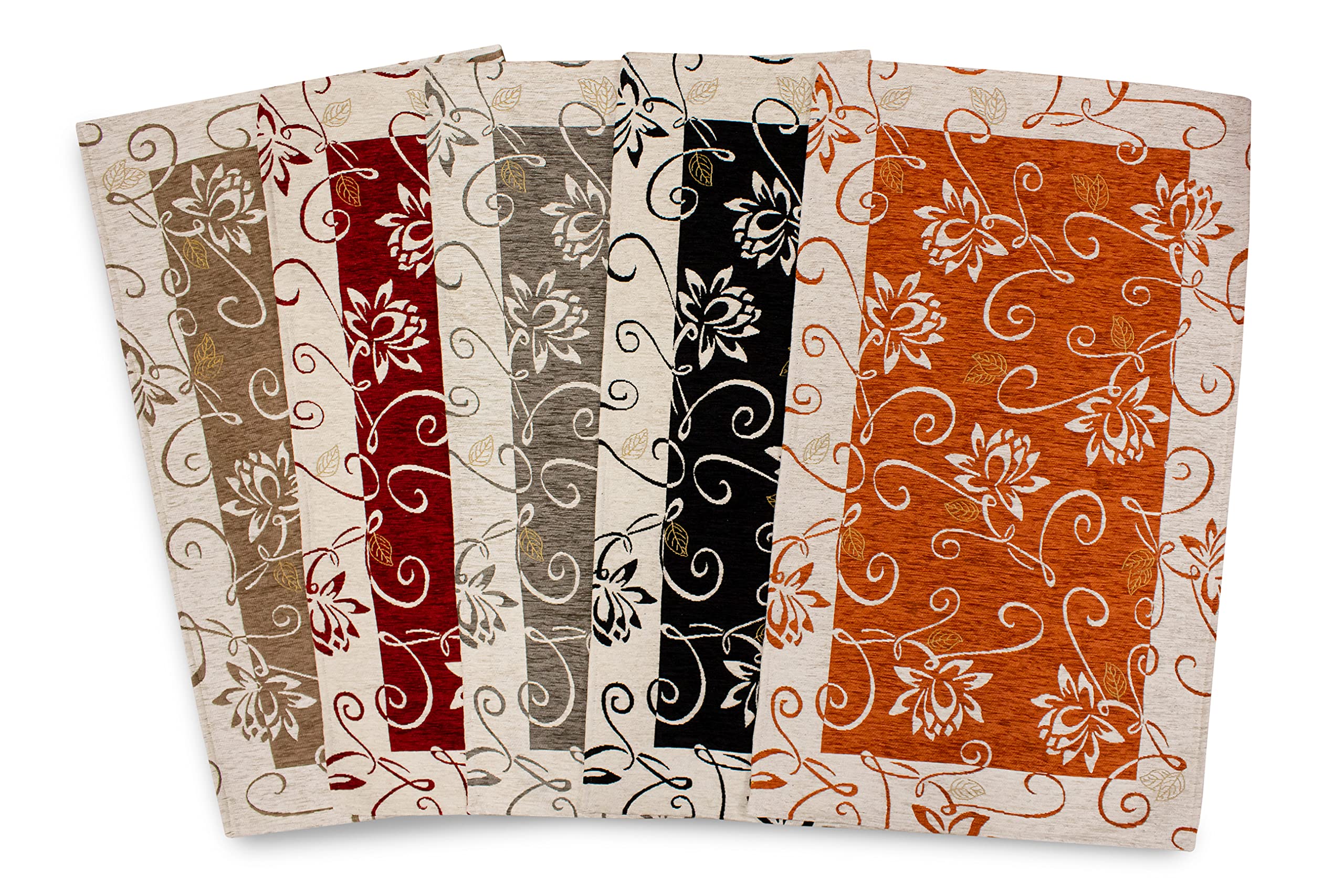 Floori Tappeto Arredo Ninfea Fiori Colori Moderni Arredo Salotto Camera Passatoia Cucina Con Antiscivolo Made in Italy (Marrone Fondente, 65x220 cm)