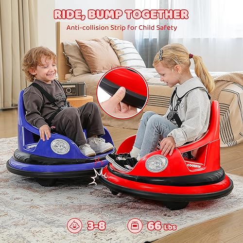 Miniatura 10 de ELEMARA Auto parachoques para niños pequeños, 1.9 mph máximo, auto de batería de 12 V para niños con control remoto para padres, 2 velocidades, 2