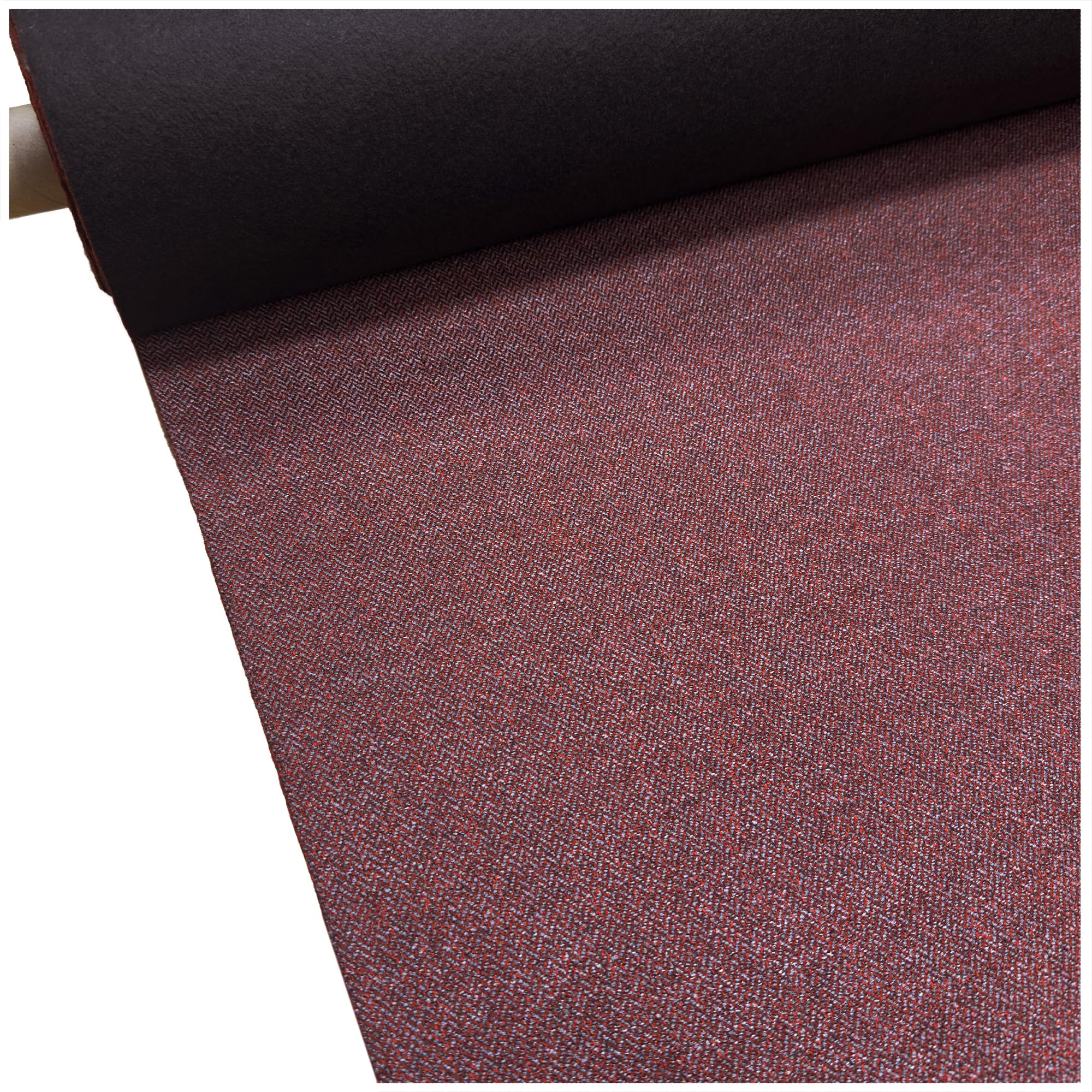 Cherry Orkney Tweed Upholstery Fabric - Half Metre (50cm x 148cm) - Heavy Duty Herringbone Furniture Fabric for Sofa, Armchair, Dining Chairs, Cushions, Curtains, Headboards & Crafts