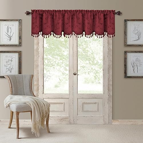 Miniatura 17 de Elrene Home Fashions Mia Jacquard Scroll Cortina Opaca para Ventana, 52" x 95" (1 Panel), Azul Azul,Dorado,Gris,Rojo,Gris