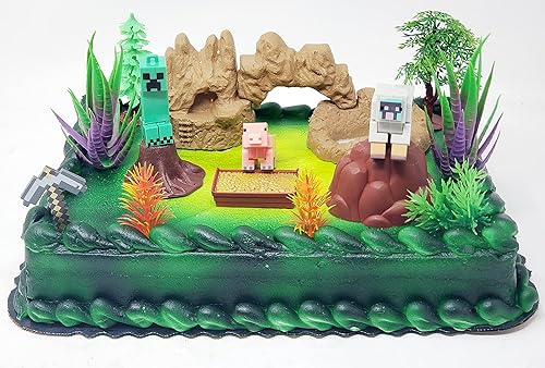 Decoración para pastel de cumpleaños con temática de juegos con personajes icónicos y accesorios temáticos