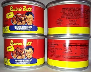 Prairie Belt HOT Smoked Sausage Pack of 4, 9.5 oz