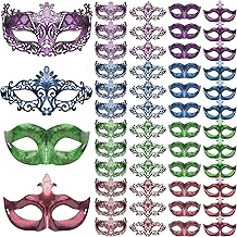 FEQO 48 Piezas Máscara Mascarada Venecianas Hombres Mujeres Máscara Vintage Mascarada Antique Mascaras Media Cara Máscara para Carnival Halloween Disfraz