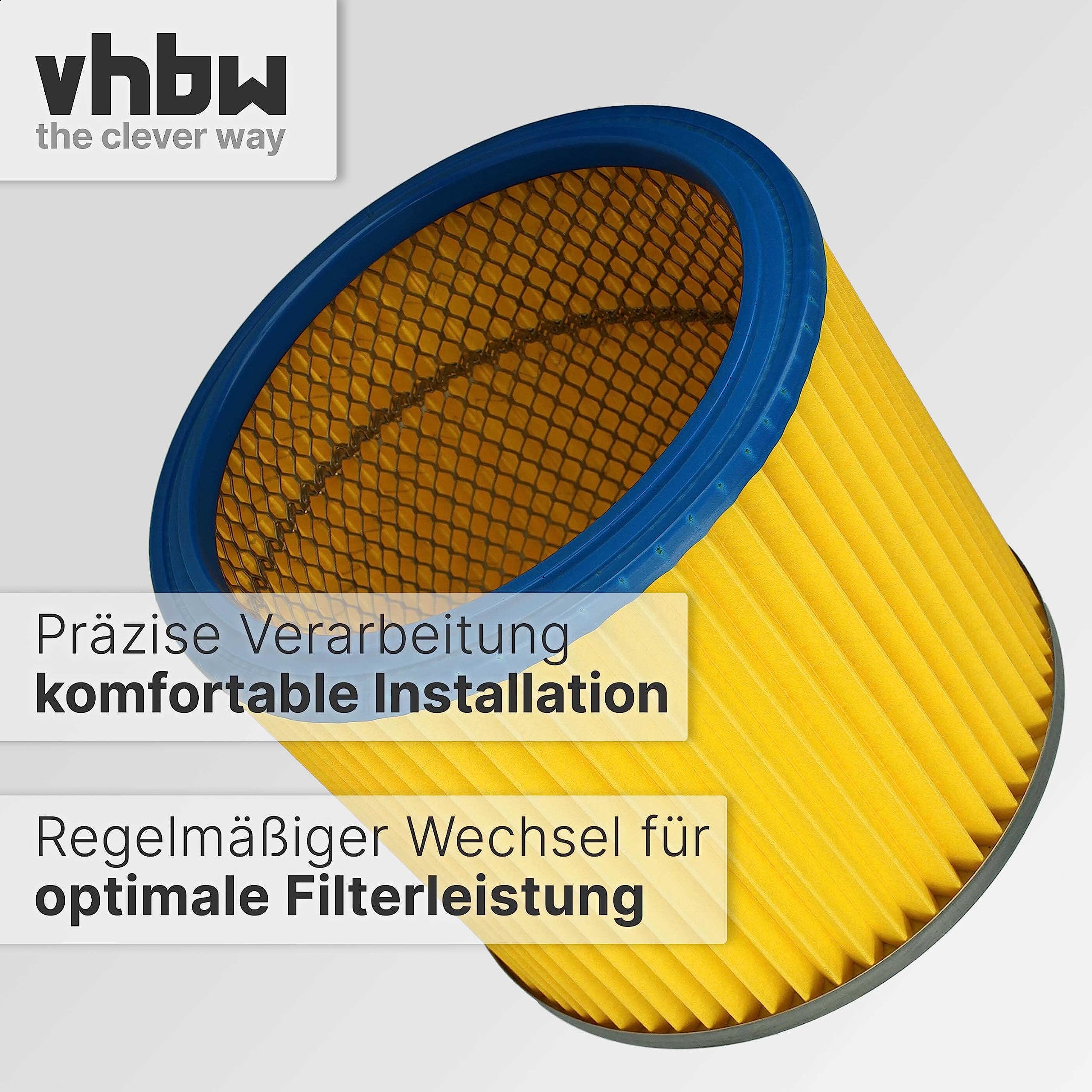 vhbw 10x Faltenfilter kompatibel mit FAM Aquavac Staubsauger | Patronenfilter Blau Gelb