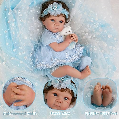 Miniatura 2 de EKOKIZ Muñecas de bebé Reborn realistas de 20 pulgadas, hechas a mano, cuerpo de tela suave, lindas muñecas de bebé recién nacidas, muñecas de bebé