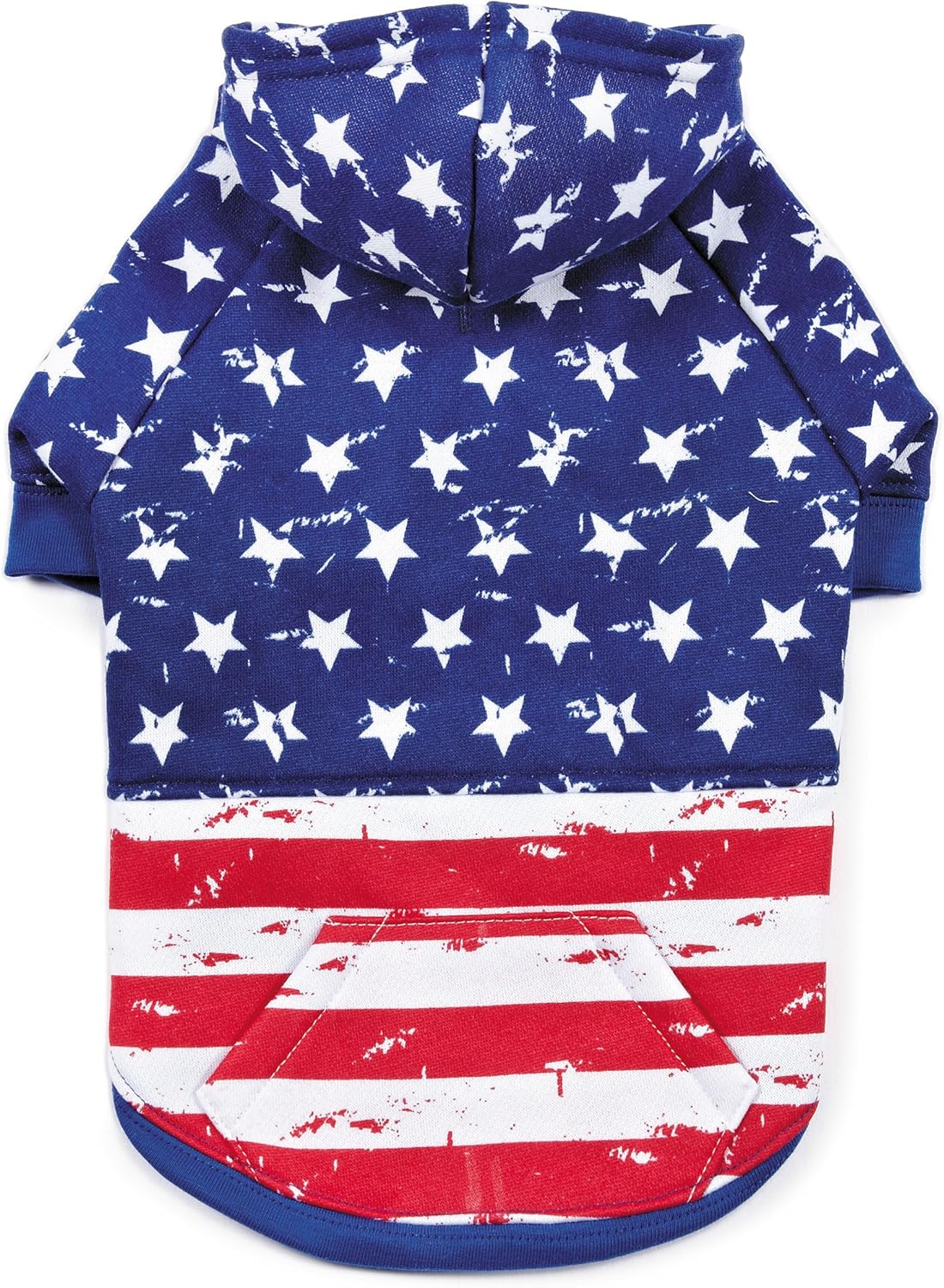 Zack & Zoey Distressed American Flag Hoodie for Dogs, Medium