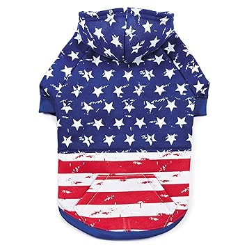 Zack & Zoey Distressed American Flag Hoodie for Dogs, Medium
