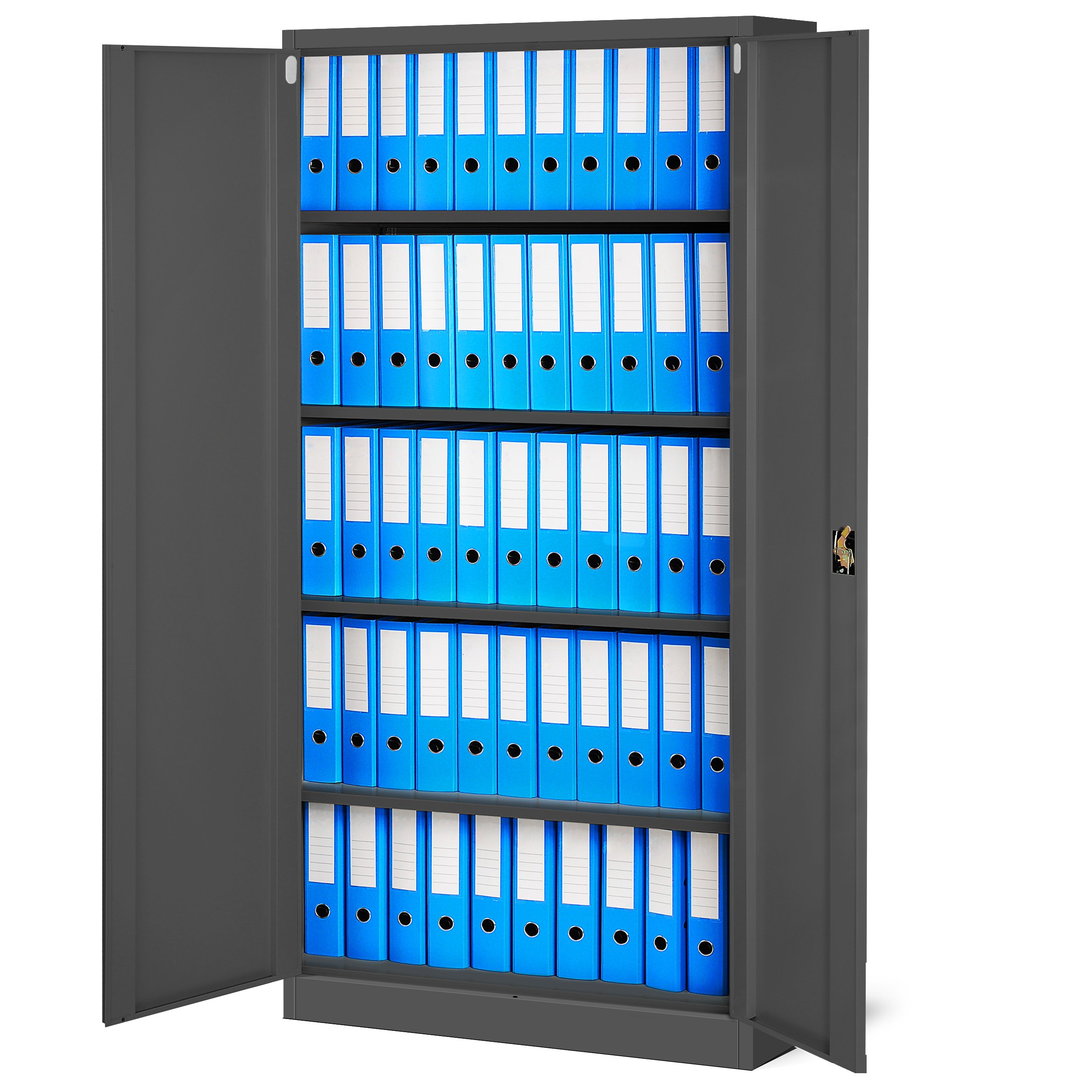 Jan Nowak Armoire de Bureau Métallique 4 étagères tôle d'acier revêtement en Poudre 195 cm x 90 cm x 40 cm (Anthracite)