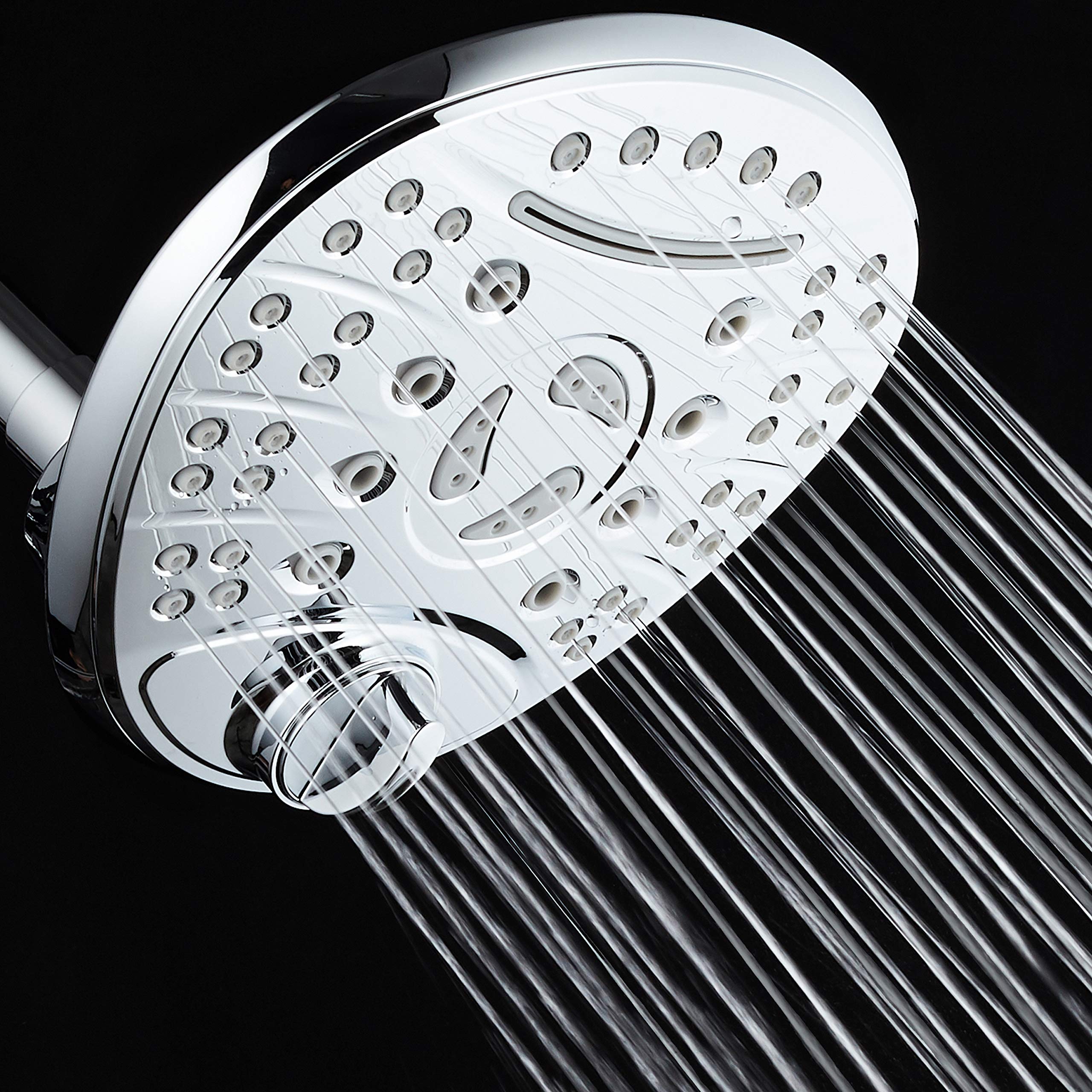 DreamSpa Alcachofa de ducha de alta presión de 7 pulgadas de lujo con cascada – Moderno ajuste de altura alta con interruptor de control de flujo de bajo alcance, acabado cromado – Top American Brand