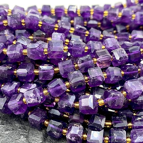 Miniatura 5 de ABCGEMS - Cuentas de amatista oscura africana (una técnica de corte revolucionaria aporta un aspecto más dinámico a un cubo tradicional) piedra