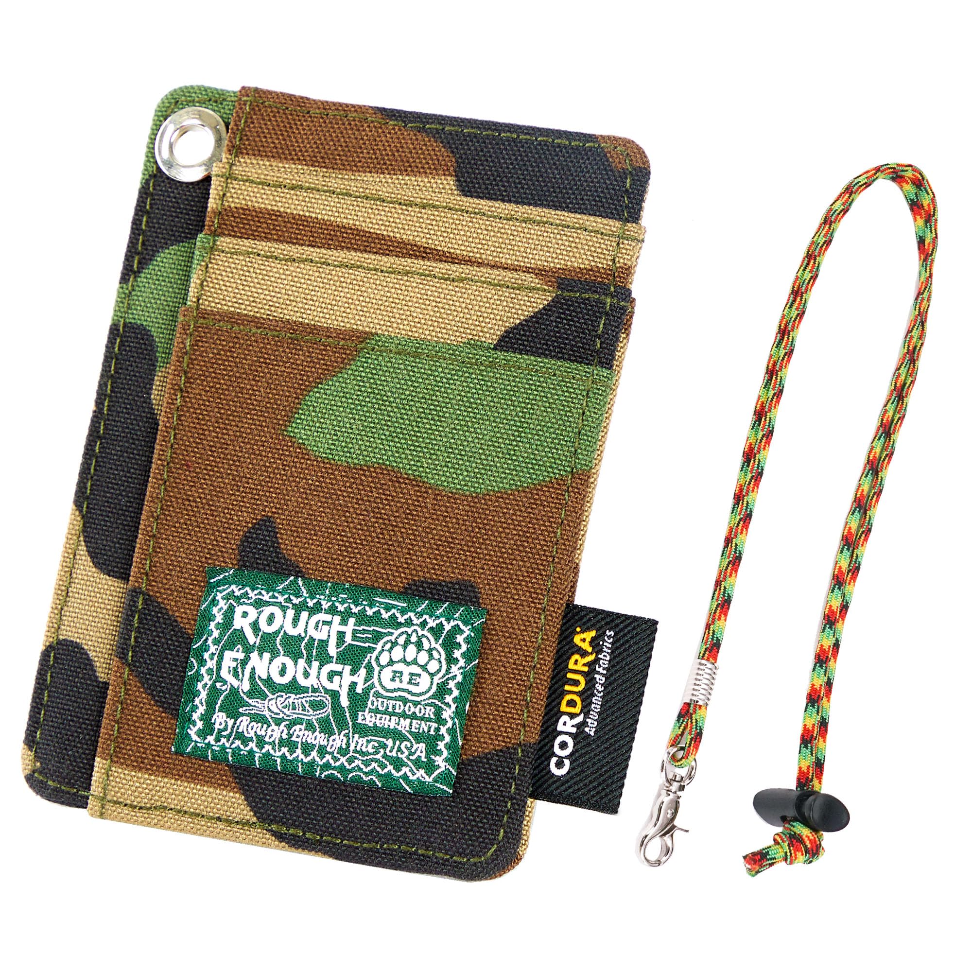 RE ROUGH ENOUGHRough Enough Slim Minimalist Front Pocket Wallet Credit Card Holder For Men with Neck Lanyard ID Window Camo CorduraGlobal Recycled StandardGlobal Recycled StandardGlobal Recycled Standard