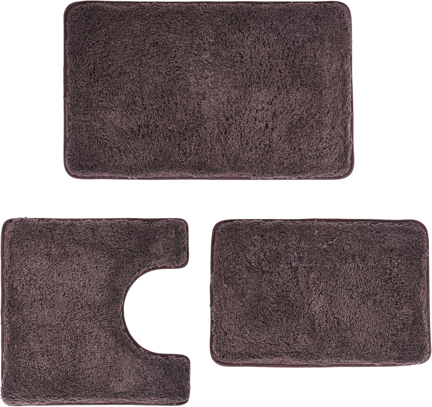 3 Pieces Luxury Bathroom Rug Set with U-Shaped Toilet Rug, Non-Slip Rubber Bottom, Thick Microfiber Fluffy Plush, Water absorption, Quick Dry, Ultra Soft, Bath Mats for Bathroom, Tub(Dark Grey)