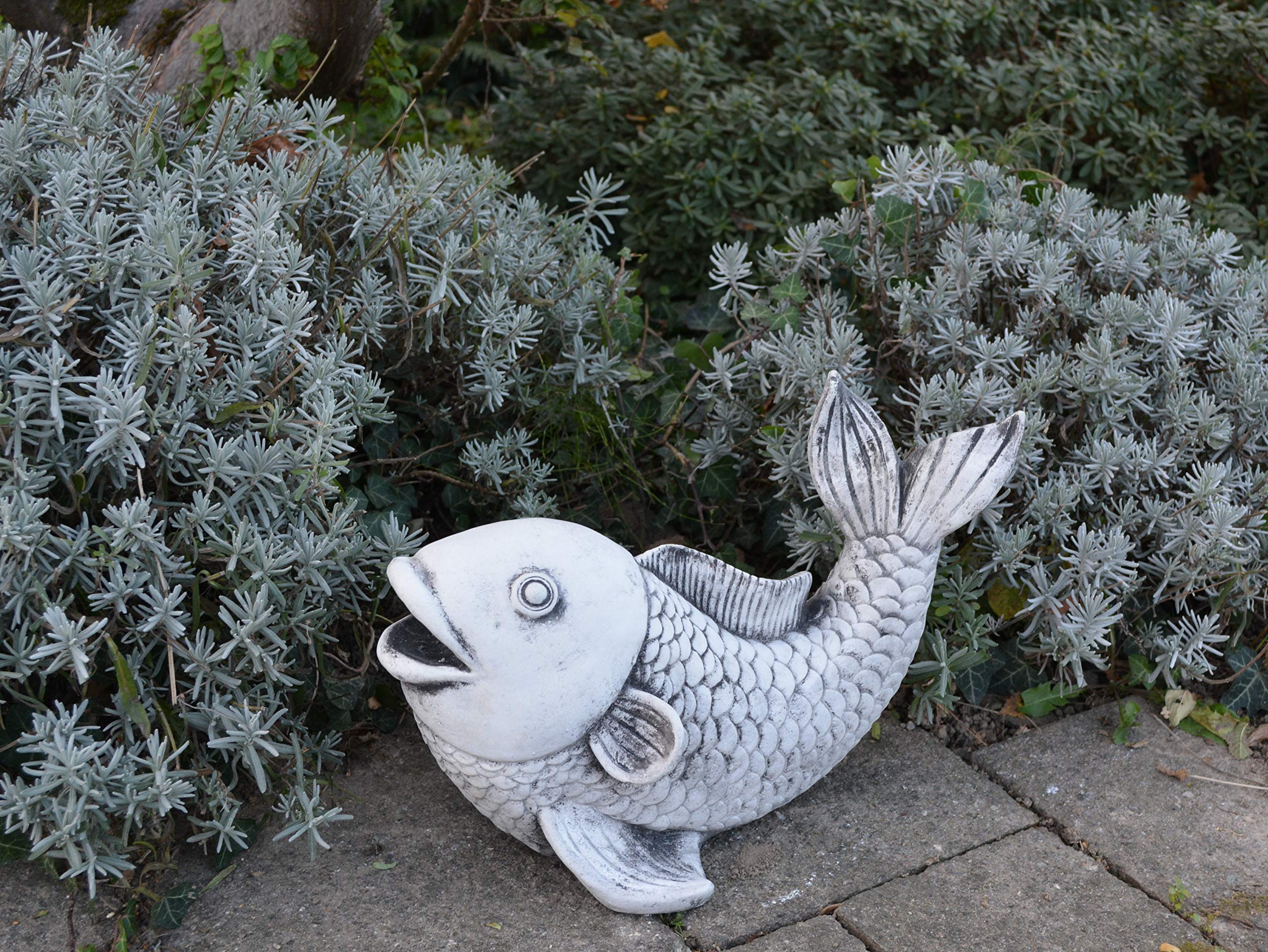 Koi-Fisch Mit Schwarzer Prägung, Steinfigur, H