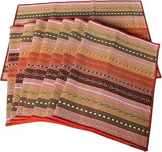 WAZAIGUR Hand Woven with 100% Cotton Placemats Colorful Placemats Braided Ribbed Durable Heat-Insulation Table Mats Set of...