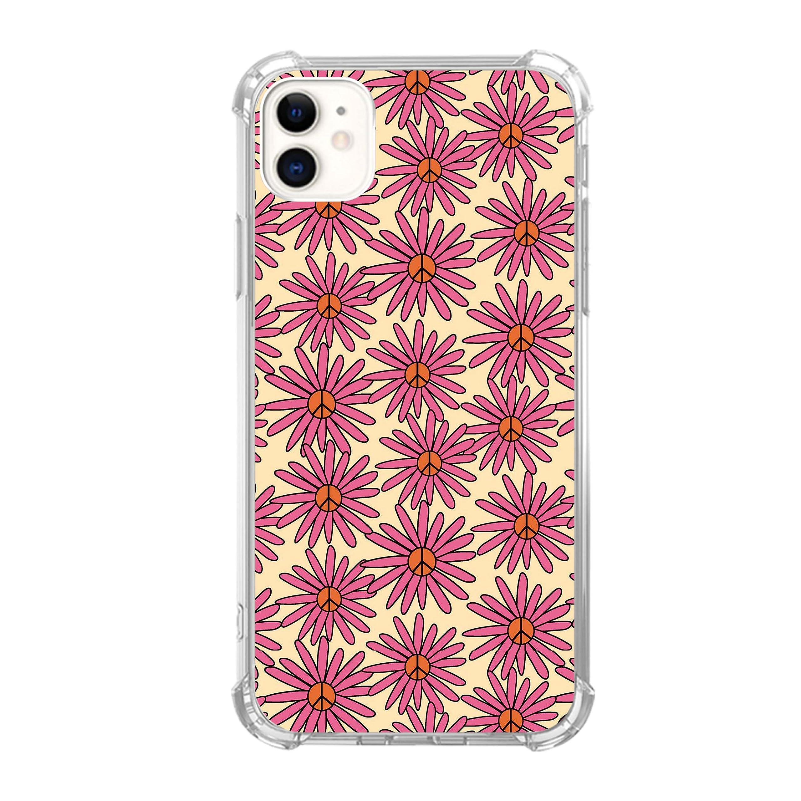 Wildflower Peace Sign Phone Case Compatible with iPhone 11, Hippie