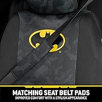Vista 5 de BDK Warner Bros DC Comics Batman - Fundas de asiento delantero y almohadillas para cinturón de seguridad, ajuste universal para camiones, SUV