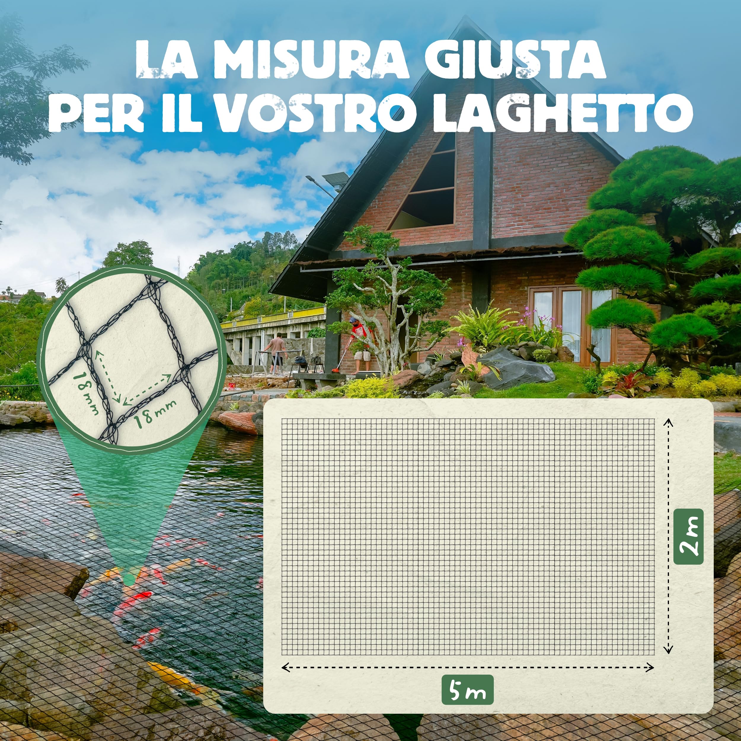 LAINFELD Rete per laghetto a maglia fine, 2 x 5 m, resistente alle intemperie e ai raggi UV, a maglia fine per uccelli, per balsamo, contro piccioni e aironi