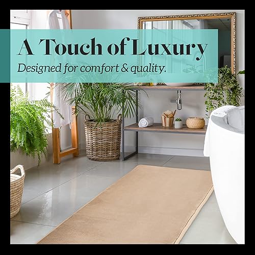 Miniatura 4 de Genteele - Tapetes de baño antideslizantes, color beige, 17 x 24 pulgadas y de secado rápido, alfombras de espuma viscoelástica