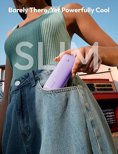Miniatura 2 de Aecooly Ventilador portátil delgado, ventilador de mano fino, mini personal recargable por USB tiempo máximo de enfriamiento 24 horas, pequeño