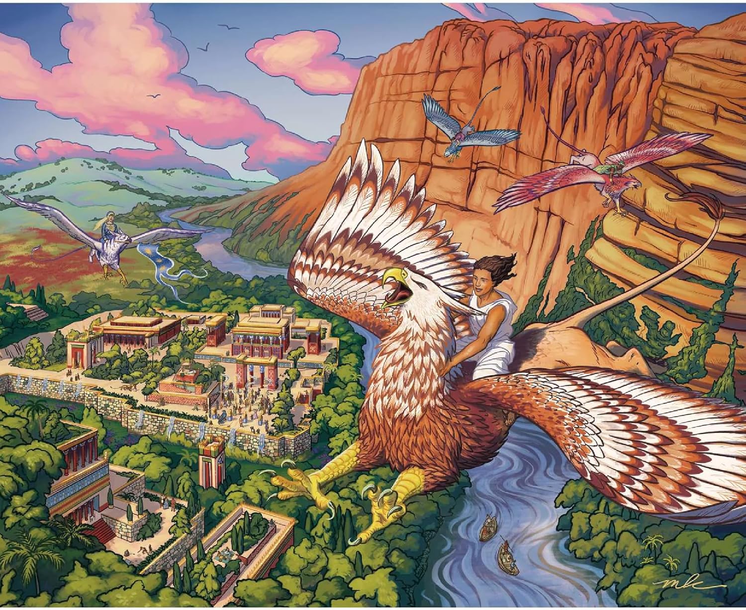 Boardwalk Puzzles Flight of The Griffins, 500 Piece Jigsaw Puzzle for Adults, Made in USA