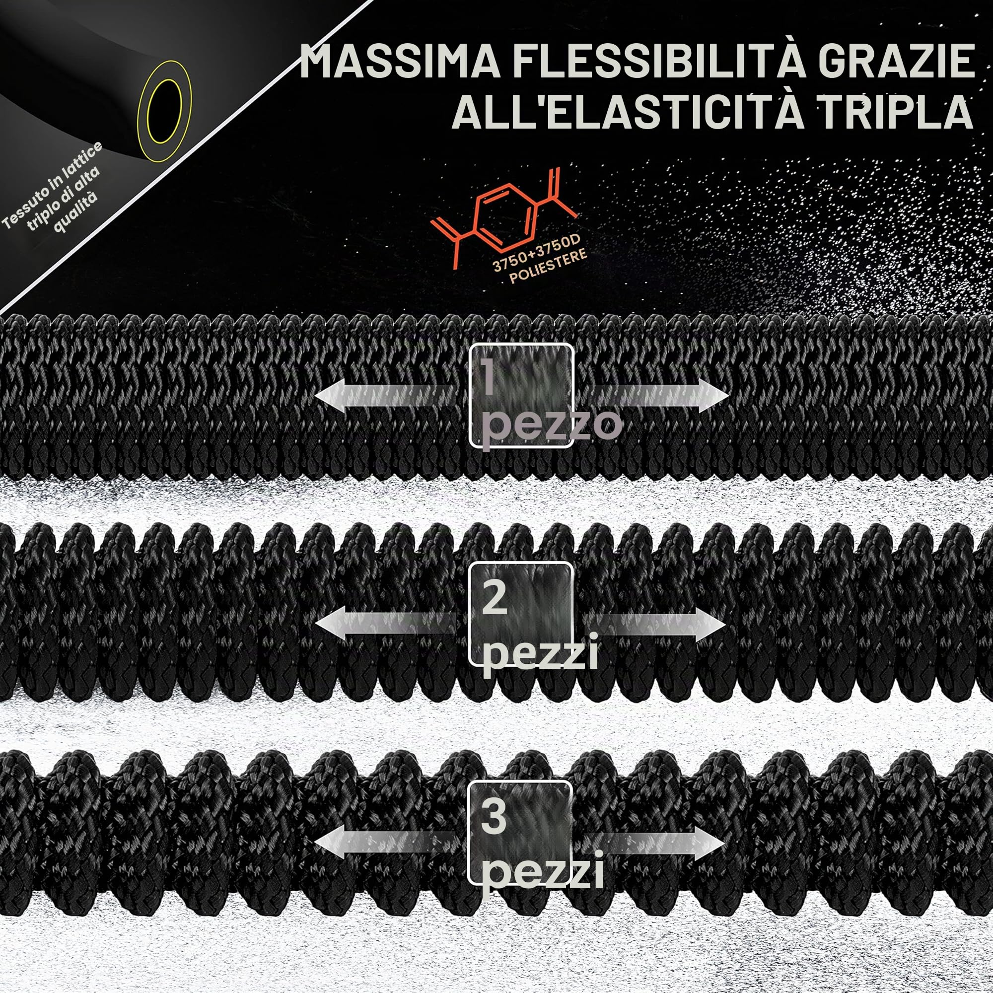 KESSER® Tubo da giardino flessibile di alta qualità, allungato, con supporto a parete, tubo flessibile con nucleo in lattice a 3 scomparti, tubo flessibile flessibile, viti in ottone di alta qualità